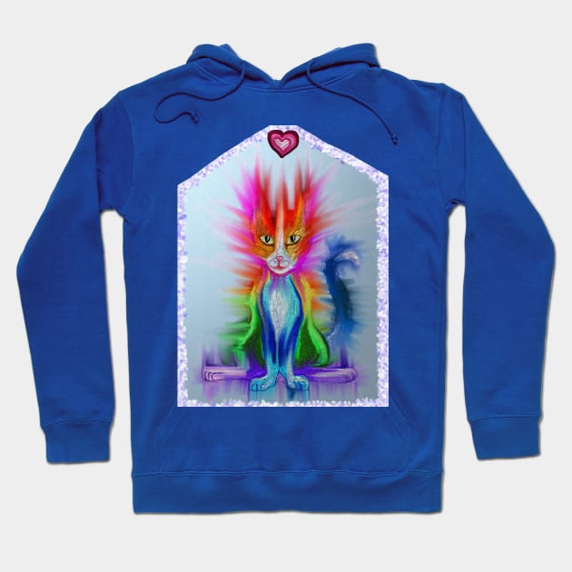 Metallic Rainbow Cat Hoodie by Art by Deborah Camp